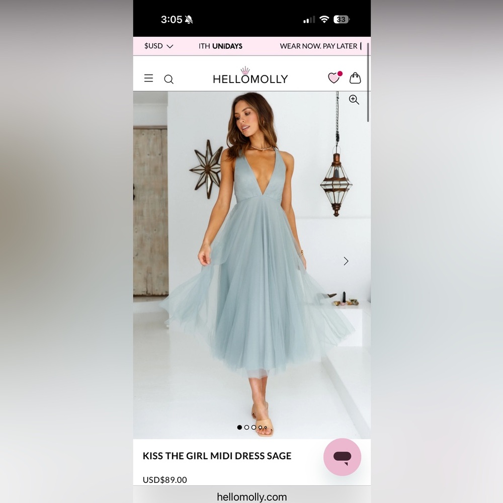 Hello Molly Sage Green Midi Dress Tulle